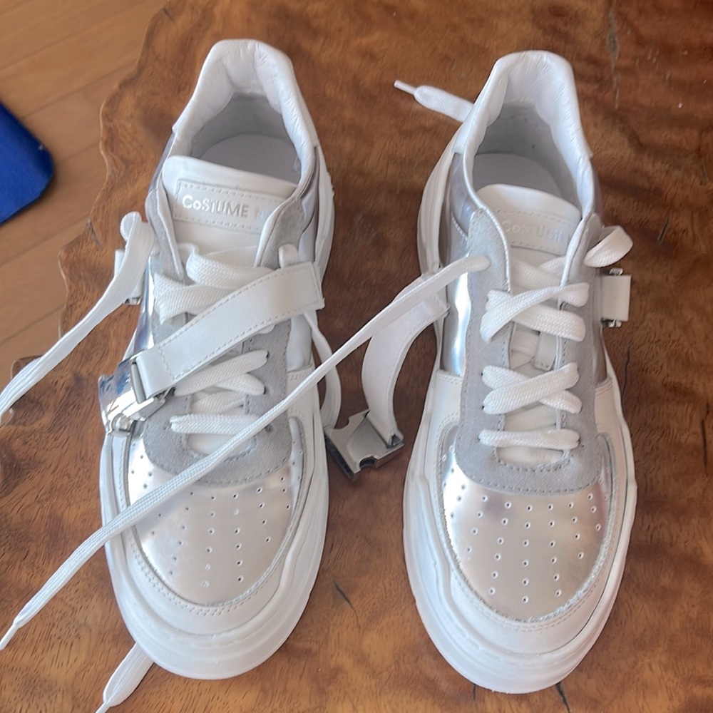 COSTUME NATIONAL Metallic Leather Sneakers. Size 38 B . New - Picture 5 of 11